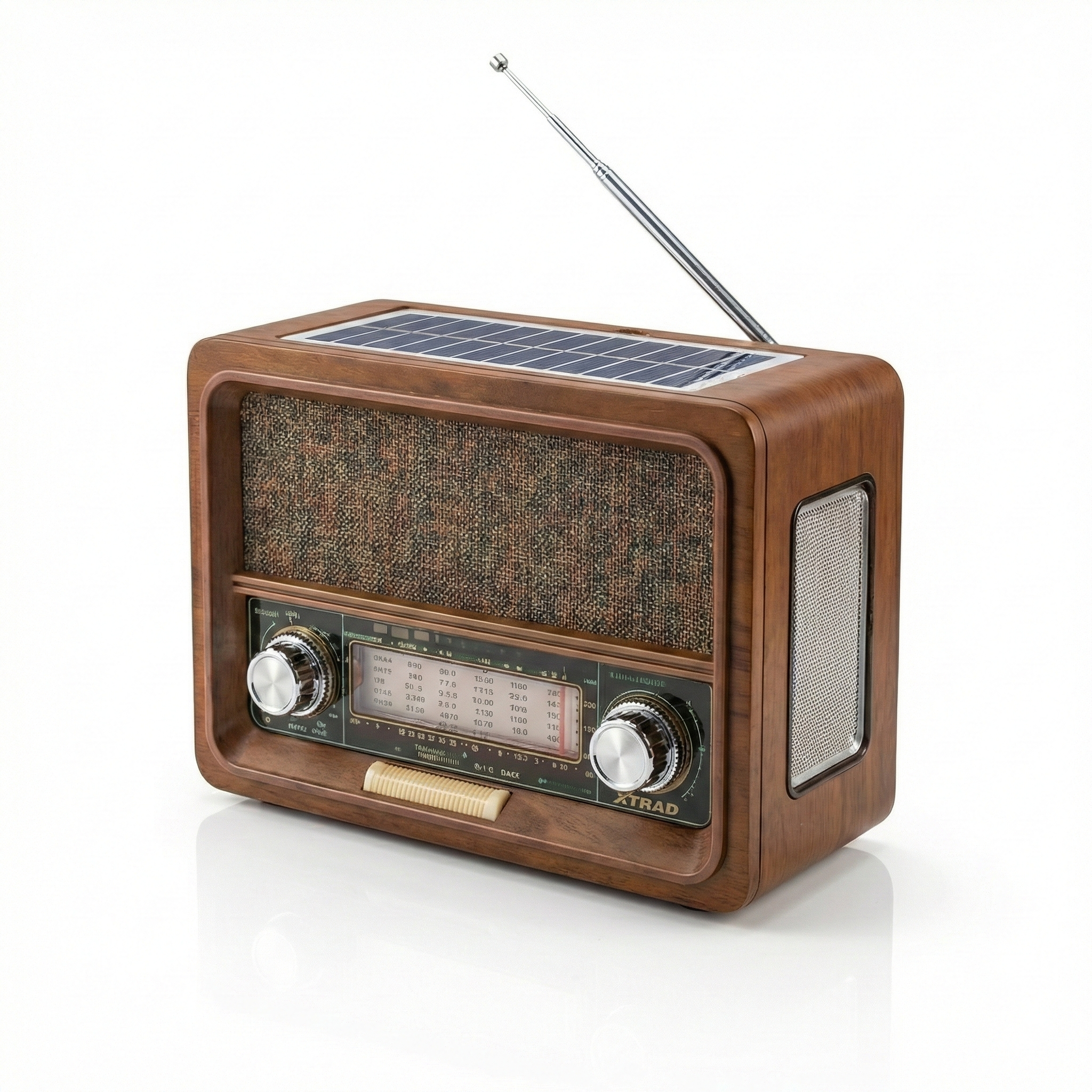 Rádio Retrô Am Fm Bluetooth com Carregamento Solar e Lanterna