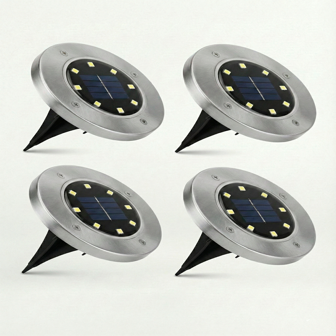 Kit Luminária Solar Espeto Externa Luz 8 Leds Quente