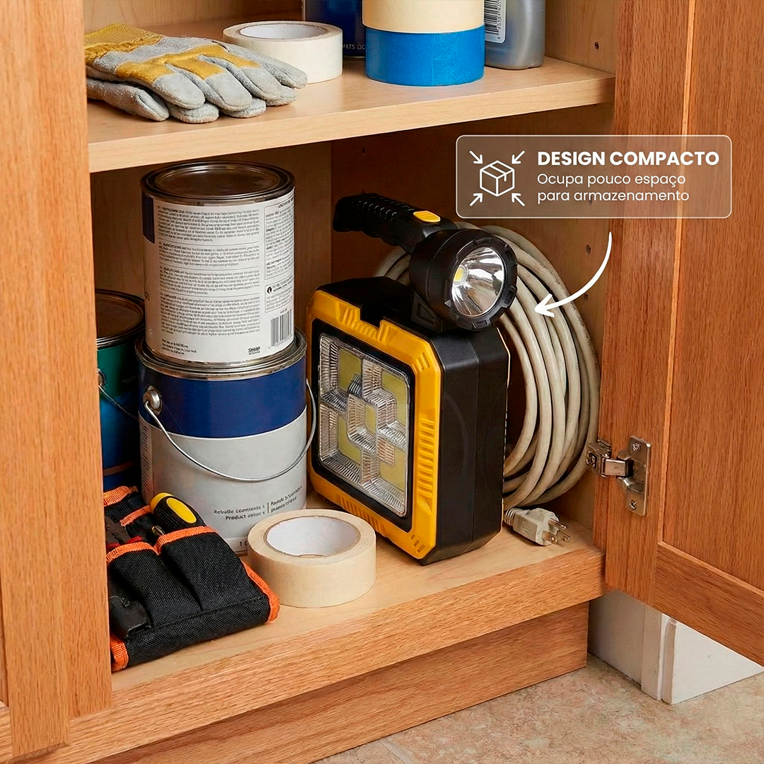 Kit Lanterna Solar Led + Caixa de Ferramenta com Power Bank Integrado