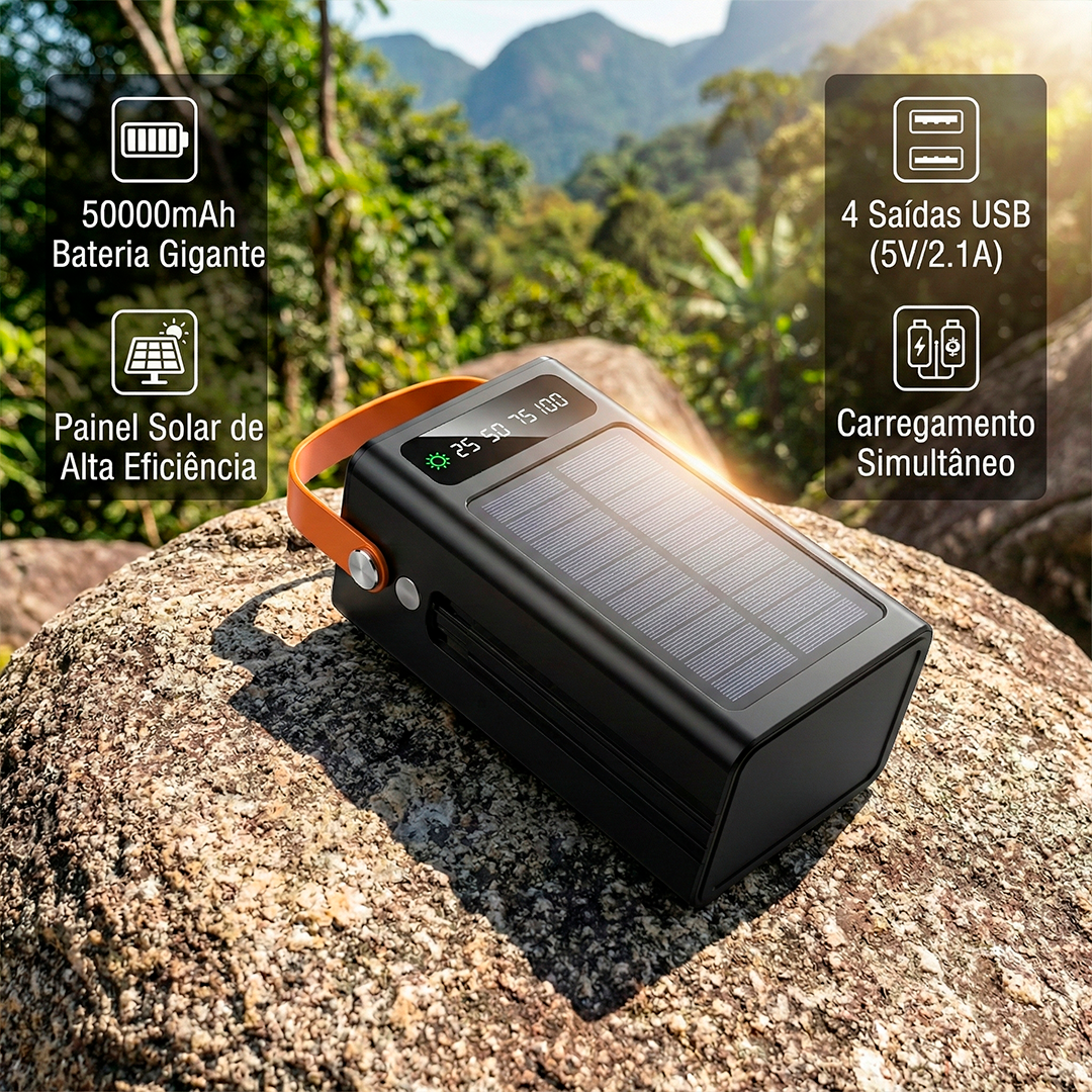 Carregador Portátil Solar Banco de Energia