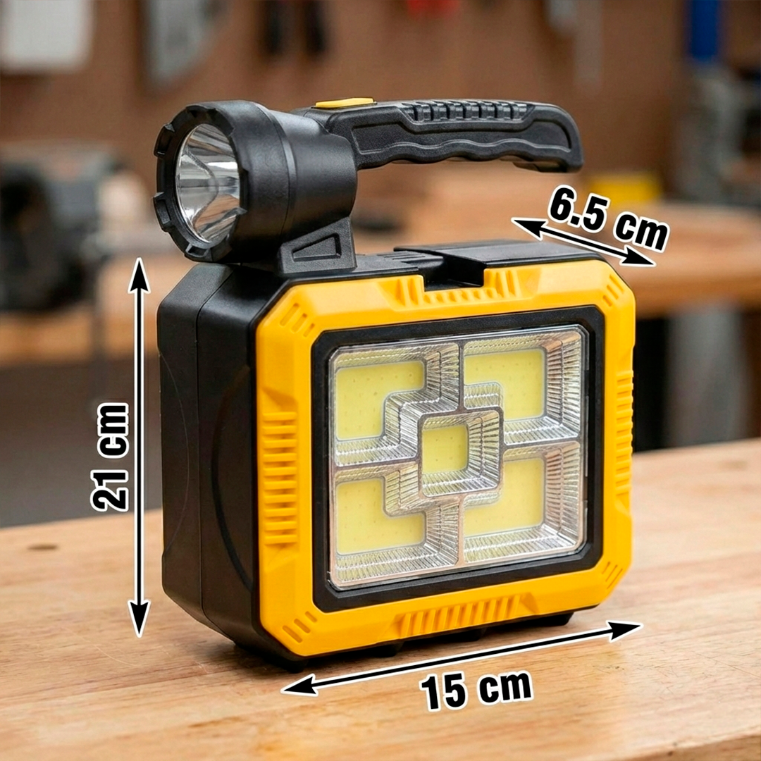 Kit Lanterna Solar Led + Caixa de Ferramenta com Power Bank Integrado