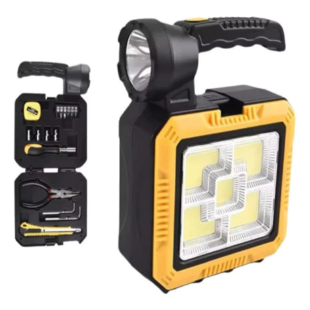 Kit Lanterna Solar Led + Caixa de Ferramenta com Power Bank Integrado