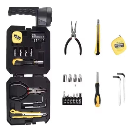 Kit Lanterna Solar Led + Caixa de Ferramenta com Power Bank Integrado